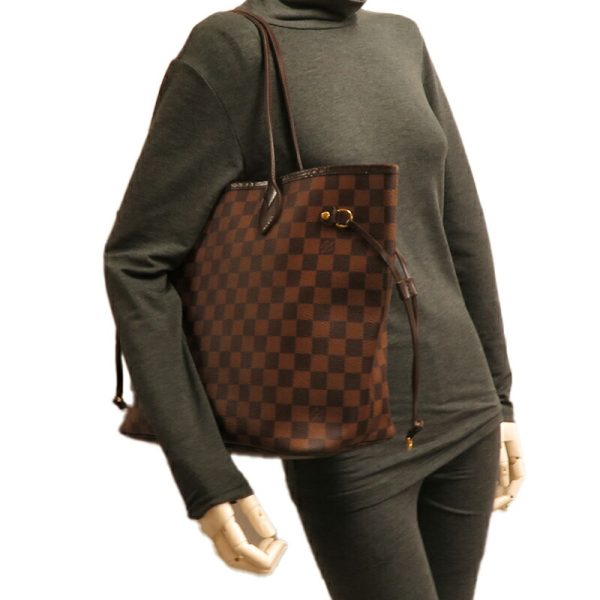 dh78023 9 Louis Vuitton Neverfull MM Damier Handbag Brown