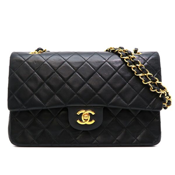 dh78214 1 Chanel Matelasse 25 Chain Lambskin Shoulder Bag Black