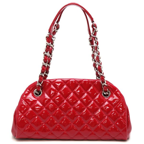 dh78264 2 Chanel Mademoiselle Chain Patent Shoulder Bag Red