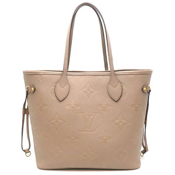 dh78514 2 Louis Vuitton Neverfull MM Monogram Empreinte Handbag Beige