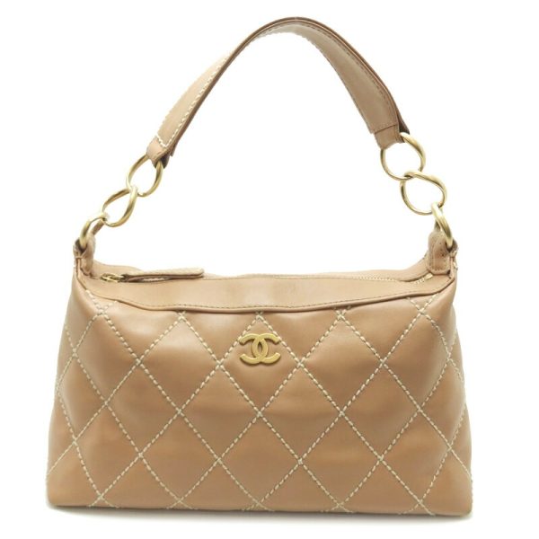 dh78637 1 Chanel Wild Stitch One Shoulder Lambskin Shoulder Bag Beige