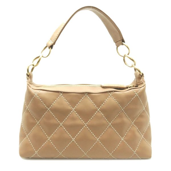 dh78637 2 Chanel Wild Stitch One Shoulder Lambskin Shoulder Bag Beige