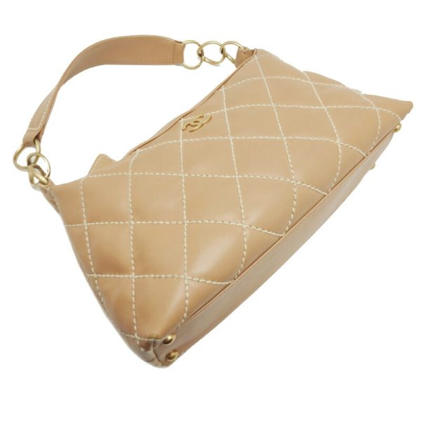 dh78637 3 Chanel Wild Stitch One Shoulder Lambskin Shoulder Bag Beige