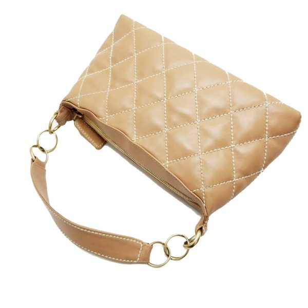 dh78637 4 Chanel Wild Stitch One Shoulder Lambskin Shoulder Bag Beige