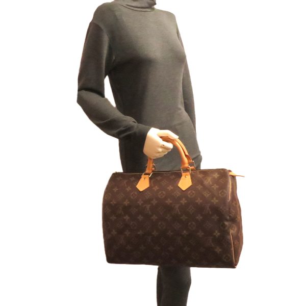 dh78674 9 Louis Vuitton Speedy 35 Monogram Handbag Brown