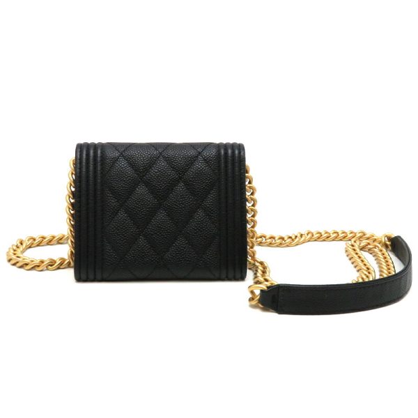 dh78721 2 Chanel Boy Chanel Chain Caviar Skin Wallet Black