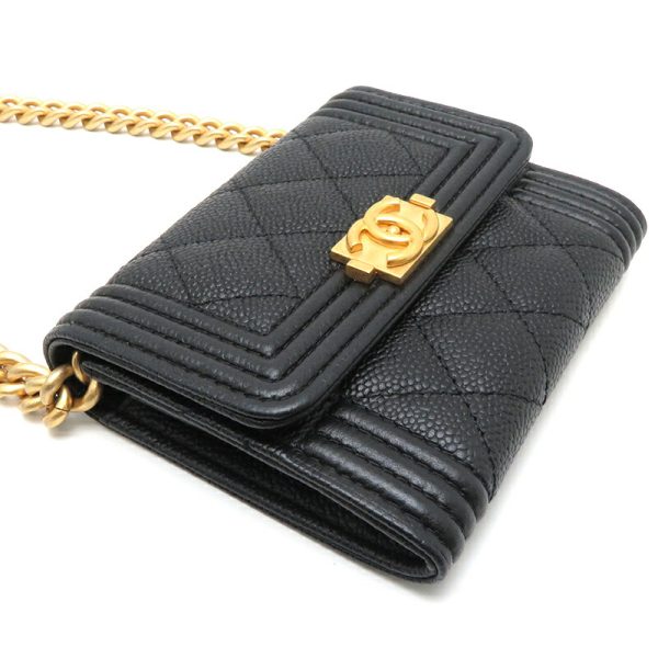 dh78721 3 Chanel Boy Chanel Chain Caviar Skin Wallet Black