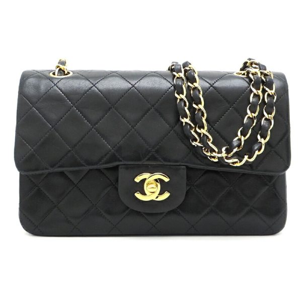 dh78751 1 Chanel Matelasse 23 Double Chain Lambskin Shoulder Bag Black