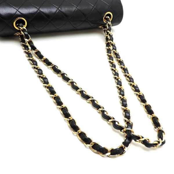 dh78751 5 Chanel Matelasse 23 Double Chain Lambskin Shoulder Bag Black