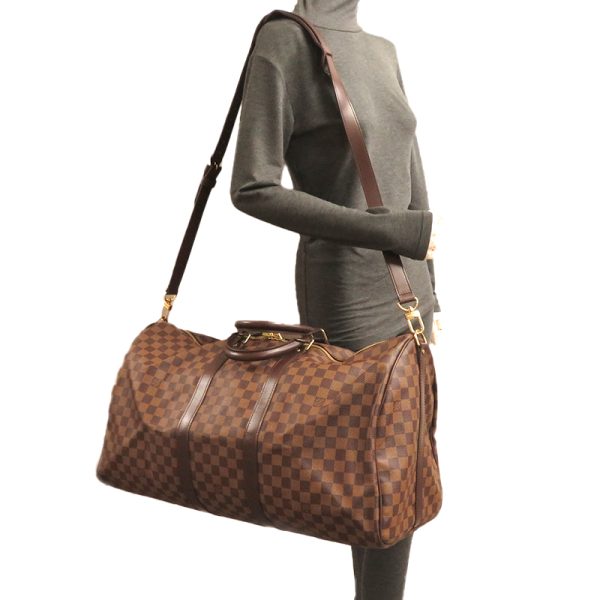 dh79047 9 Louis Vuitton Keepall Bandouliere 55 Damier Bag Brown