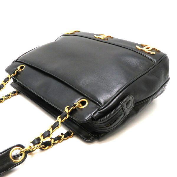 dh79201 4 Chanel Triple Coco Chain Lambskin Shoulder Bag Black