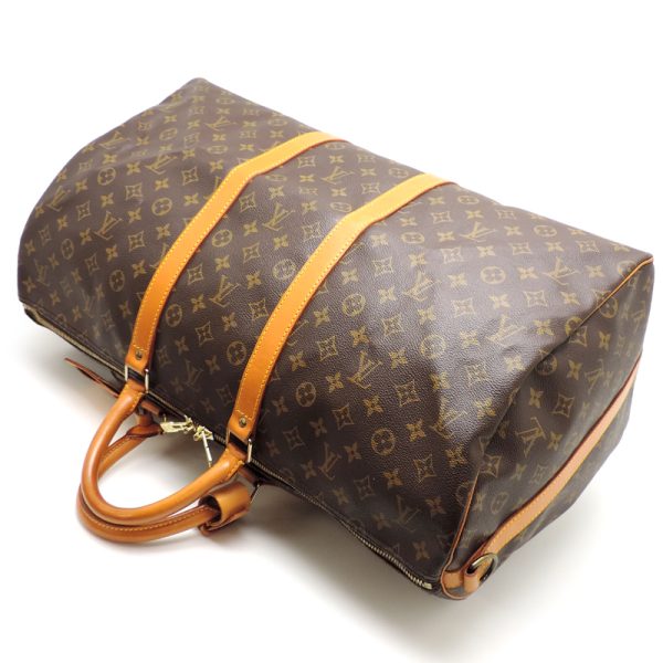 dh79205 4 Louis Vuitton Keepall Bandouliere 55 Monogram Bag Brown