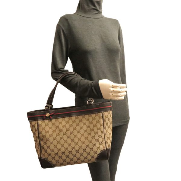 dh79711 9 Gucci Sherry Line GG Tote Bag Brown