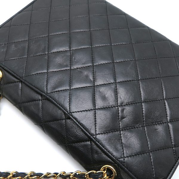 dh79726 10 Chanel Square Matelasse Chain Lambskin Shoulder Bag Black