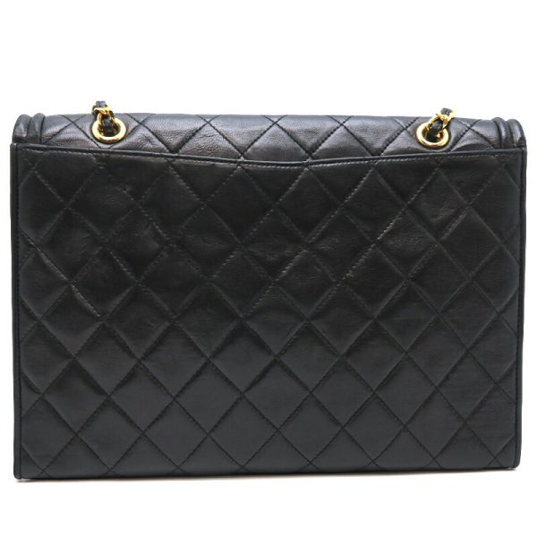 dh79726 2 Chanel Square Matelasse Chain Lambskin Shoulder Bag Black