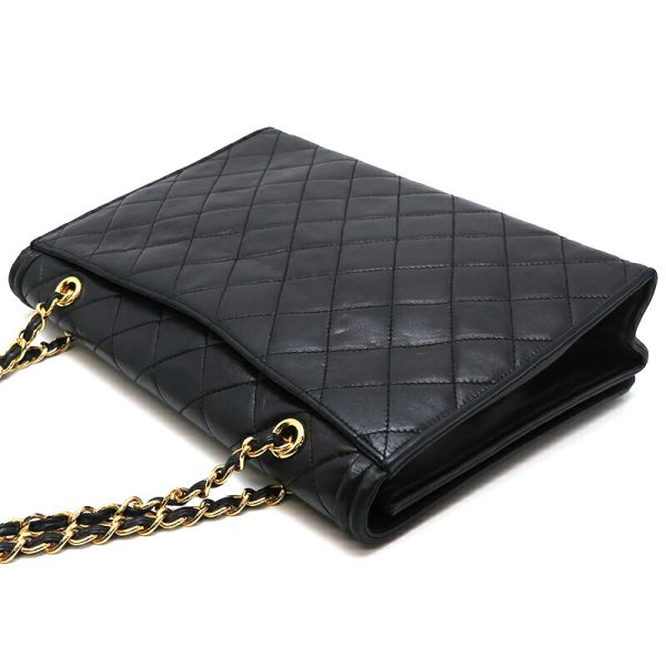 dh79726 4 Chanel Square Matelasse Chain Lambskin Shoulder Bag Black