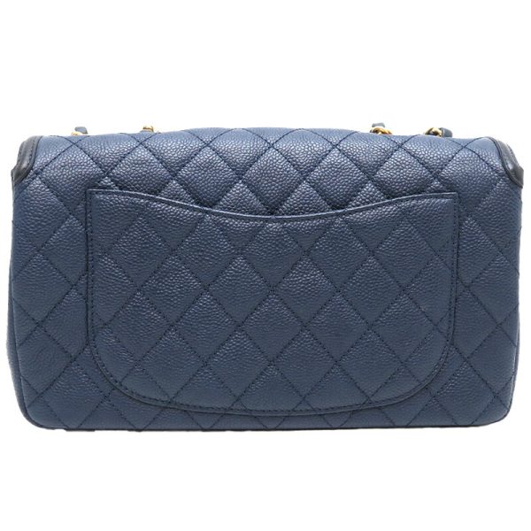 dh79966 2 Chanel CC Filigree Chain Caviar Skin Shoulder Bag Blue