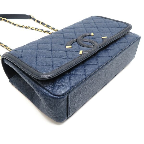 dh79966 3 Chanel CC Filigree Chain Caviar Skin Shoulder Bag Blue