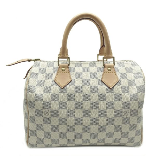 dh80078 11 Louis Vuitton Speedy 25 Damier Azur Handbag White