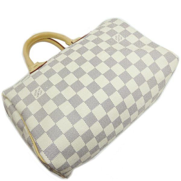 dh80078 13 Louis Vuitton Speedy 25 Damier Azur Handbag White