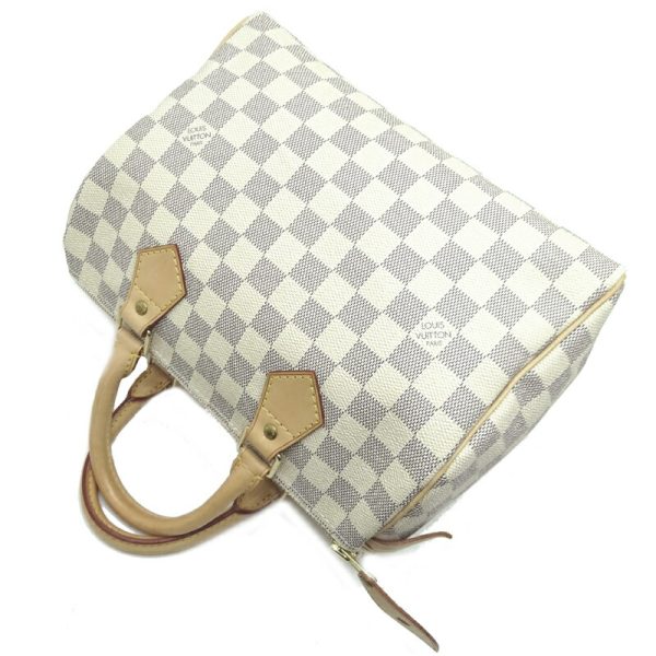 dh80078 14 Louis Vuitton Speedy 25 Damier Azur Handbag White