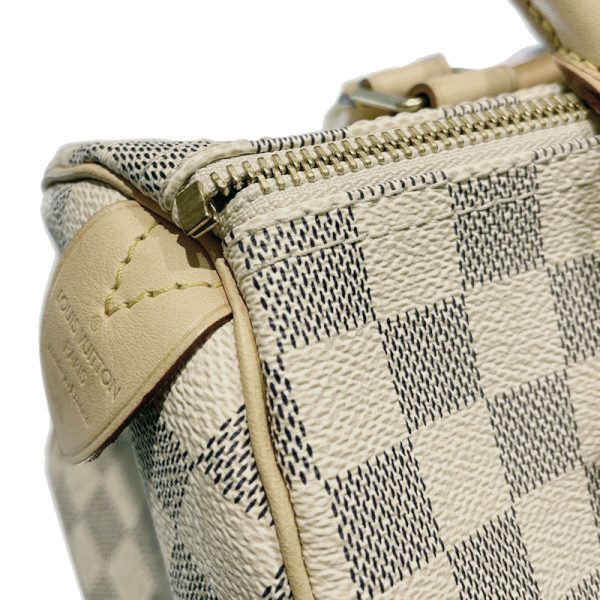 dh80078 19 Louis Vuitton Speedy 25 Damier Azur Handbag White