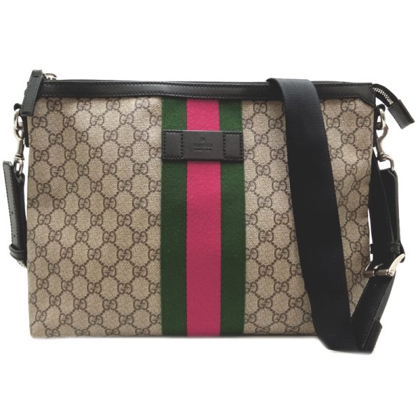 dh80120 1 Gucci Flat Messenger GG Supreme Shoulder Bag Beige