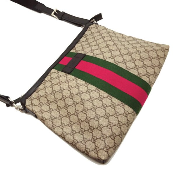 dh80120 3 Gucci Flat Messenger GG Supreme Shoulder Bag Beige