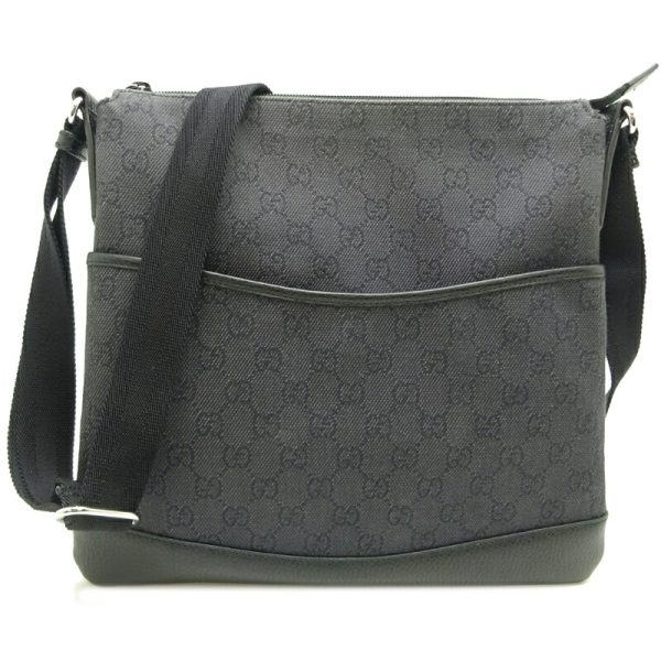 dh80128 2 Gucci Messenger GG Denim Shoulder Bag Black