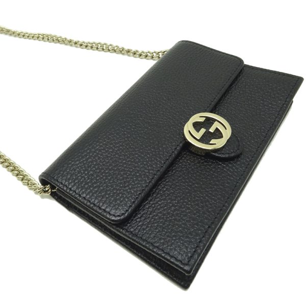 dh80133 3 Gucci Chain Wallet Long Wallet Black