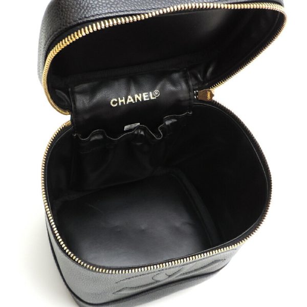 dh80218 6 Chanel Vanity Caviar Skin Handbag Black