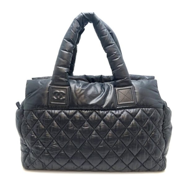 dh80239 1 Chanel Coco Cocoon Tote MM Nylon Handbag Black