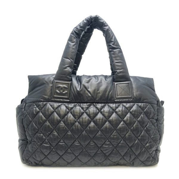 dh80239 2 Chanel Coco Cocoon Tote MM Nylon Handbag Black