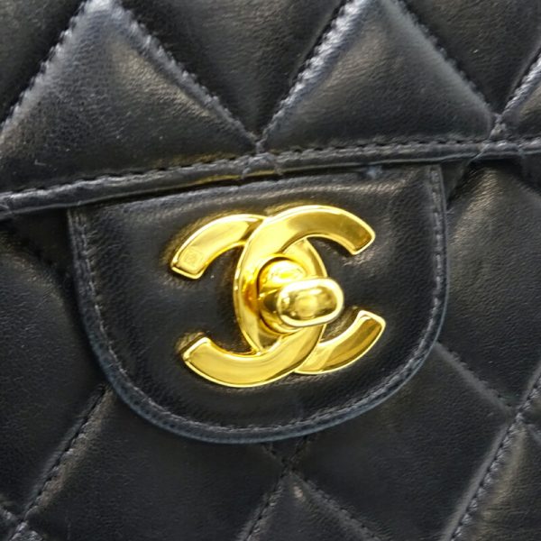 dh80286 8 Chanel Matelasse 30 Chain Lambskin Shoulder Bag Black