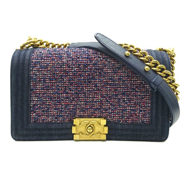 dh80287 1 Chanel Boy Chanel 25 Chain Denim Shoulder Bag Blue