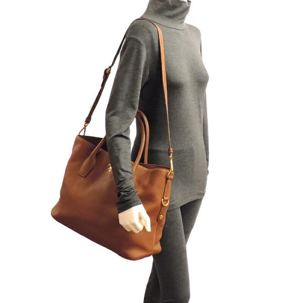 dh80366 8 Prada Vitello Dino Tote Bag Brown