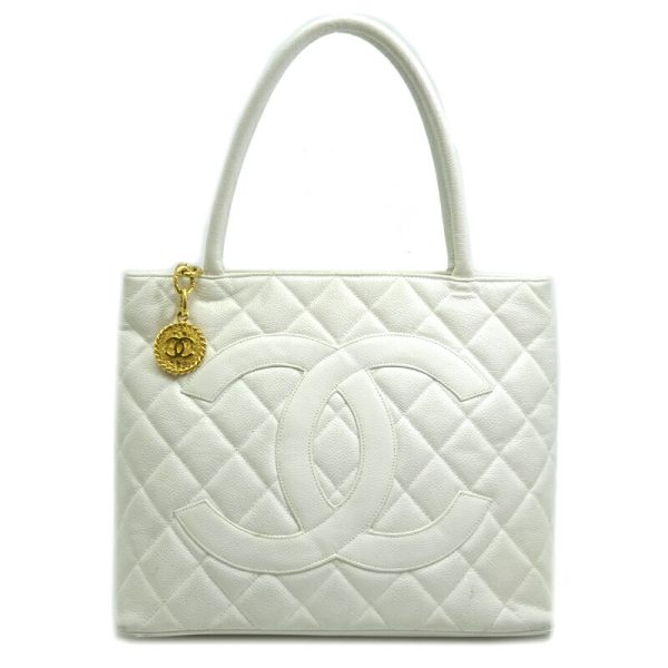 dh80510 1 Chanel Tote Caviar Skin Shoulder Bag White