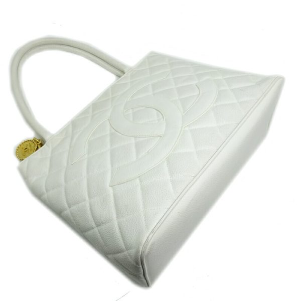 dh80510 3 Chanel Tote Caviar Skin Shoulder Bag White