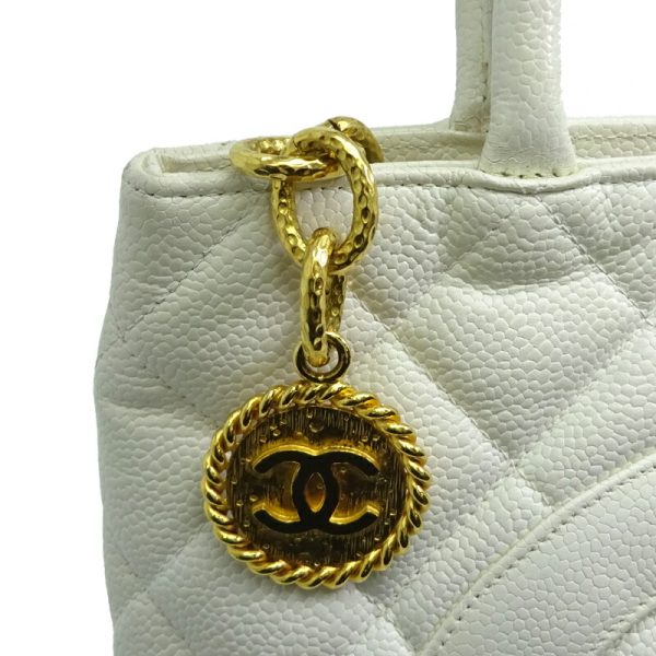 dh80510 8 Chanel Tote Caviar Skin Shoulder Bag White