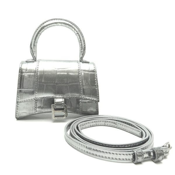 dh80577 1 Balenciaga Hourglass Mini Top Handle Calf Metallic