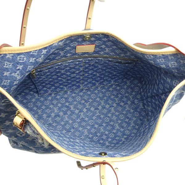 dh80739 5 Louis Vuitton Carryall NM MM Denim Shoulder Bag Blue