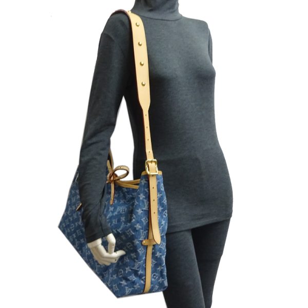 dh80739 7 Louis Vuitton Carryall NM MM Denim Shoulder Bag Blue