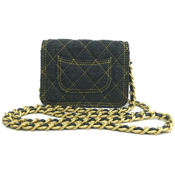 dh80894 2 Chanel Matelasse Mini Chain Denim Shoulder Bag Black