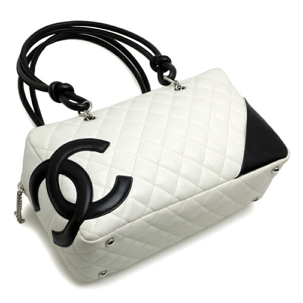 dh81011 3 Chanel Cambon Line Bowling Bag White