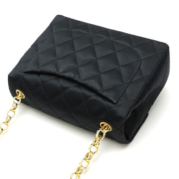 dh81137 4 Chanel Mini Matelasse 17 Chain Satin Shoulder Bag Black