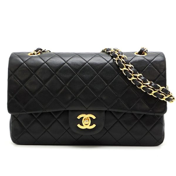 dh81138 1 Chanel Matelasse 25 Chain Lambskin Shoulder Bag Black