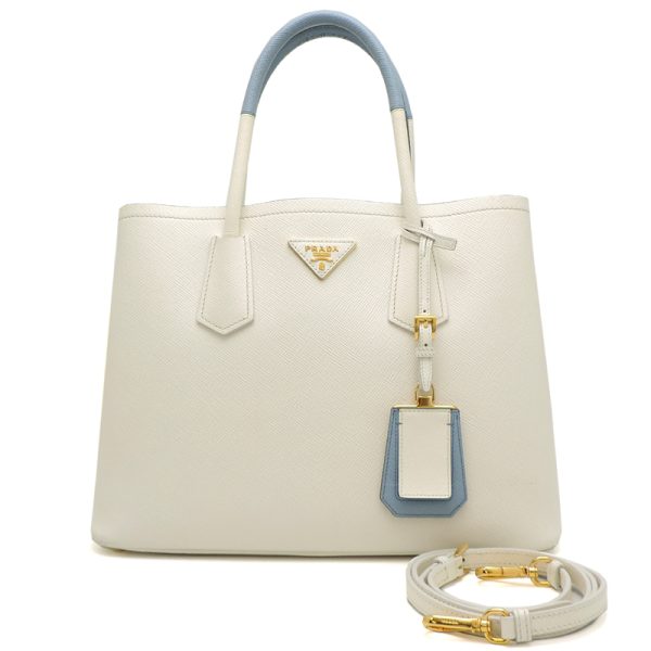 dh81378 1 Prada Doubre Medium Saffiano Tote Bag White