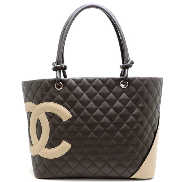 dh81379 1 Chanel Cambon Line Large Calf Tote Bag Brown