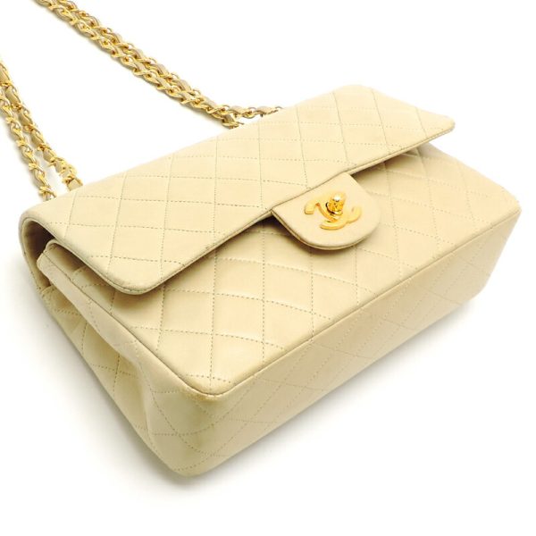 dh81910 3 Chanel Matelasse 25 Double Chain Lambskin Shoulder Bag Beige