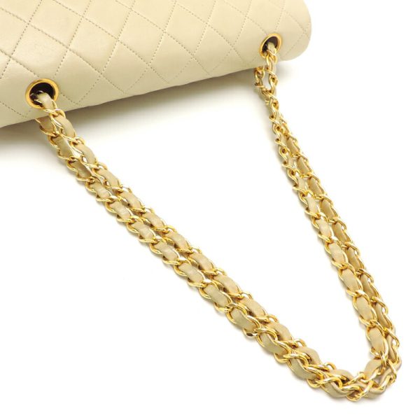 dh81910 5 Chanel Matelasse 25 Double Chain Lambskin Shoulder Bag Beige